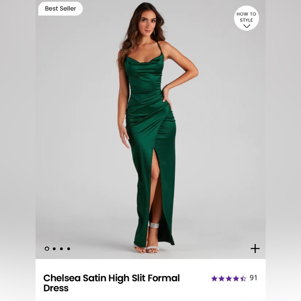Satin Emerald Green Dress
